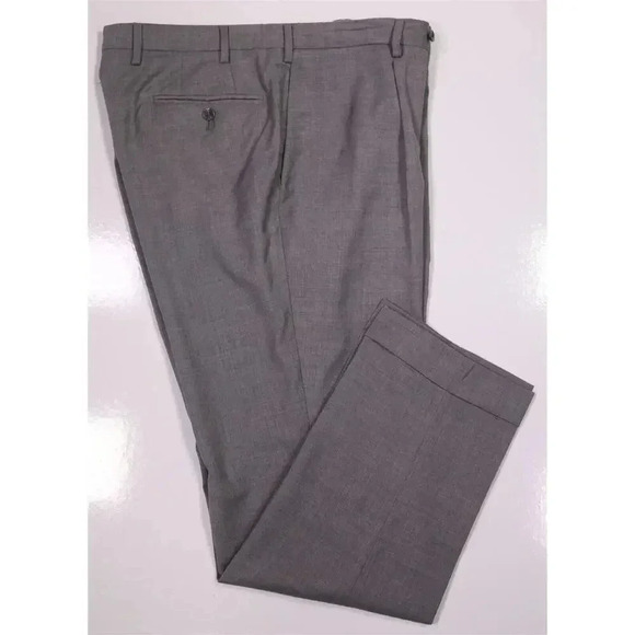 R. Caruso Current Light Gray Pleated Stretch Wool Dress Pants 36x30